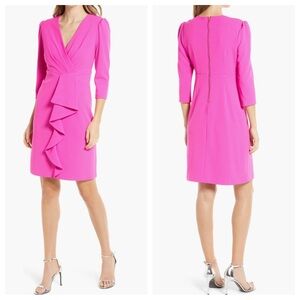 Julia Jordan Cascade Ruffle Crepe Sheath Dress Size 2 Hot Pink Dress Nordstrom